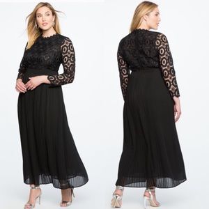 Eloquii Black Lace Prom Dress w/ Pleats